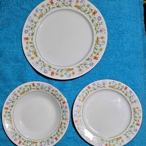 *VINTAGE* 3 Pc Dinner&Salad Plate, Soup Bowl Set - Ashley Overseas Eternal Love